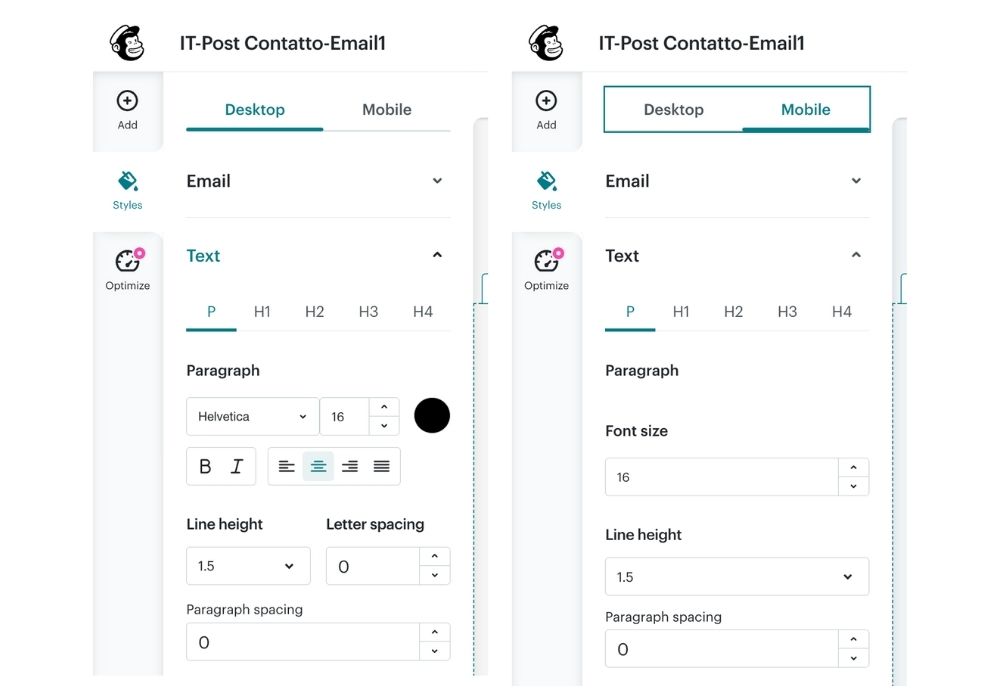 Nuovo editor di Mailchimp